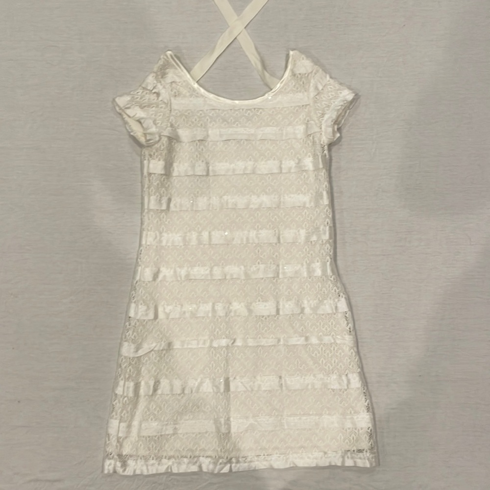 Rare editions white lace girls size 12 dress with sequins on it